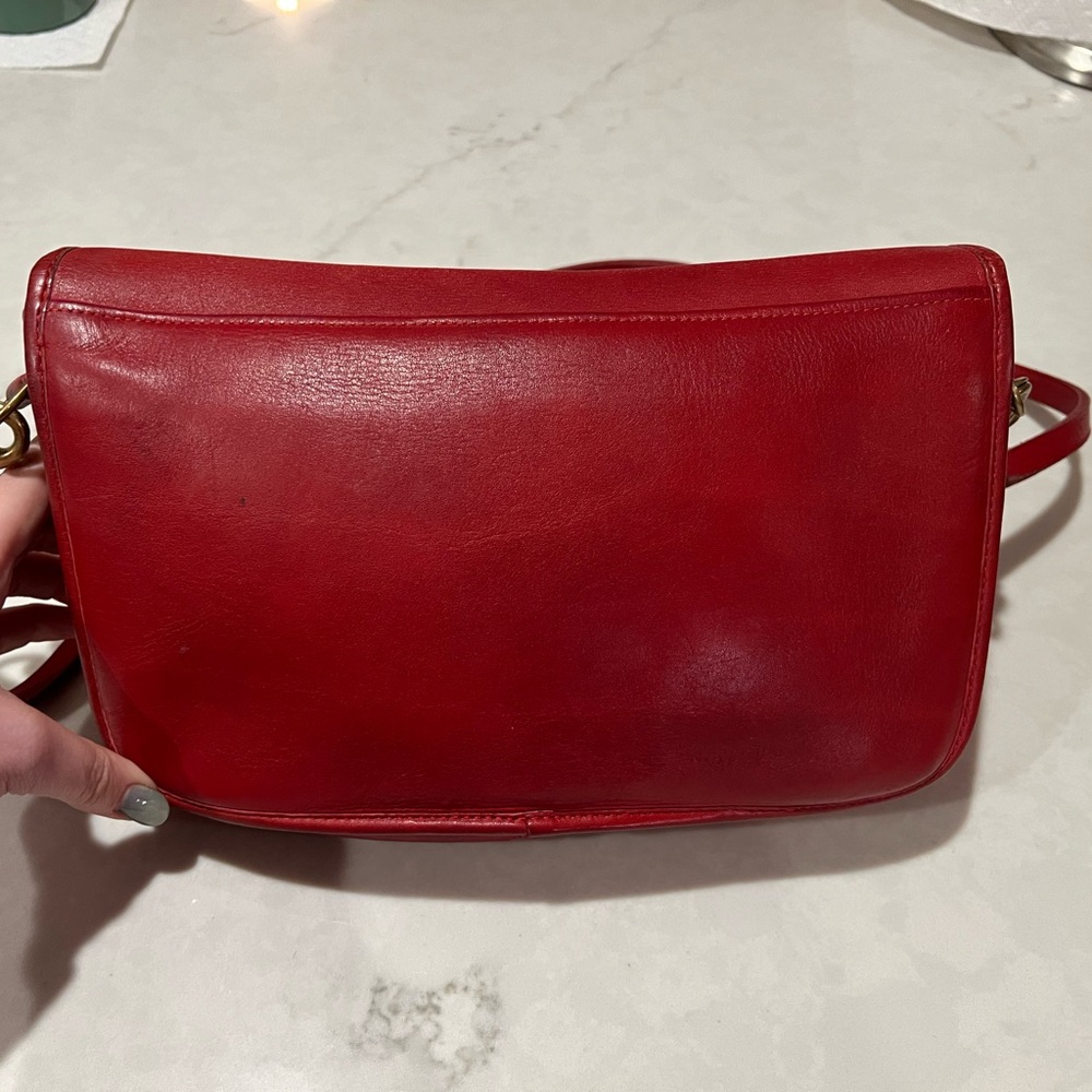 Vintage 1997 Coach Red Leather Convertible Clutch 9635 Bag - Picture 14 of 15